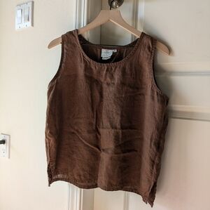 Brown Linen Top medium
